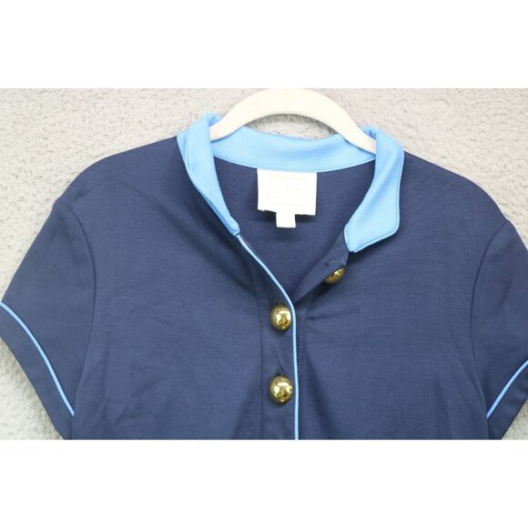 Sail to Sable Cap Sleeve Nautical Dress-Small-Big Gold Buttons-Preppy - Picture 4 of 9